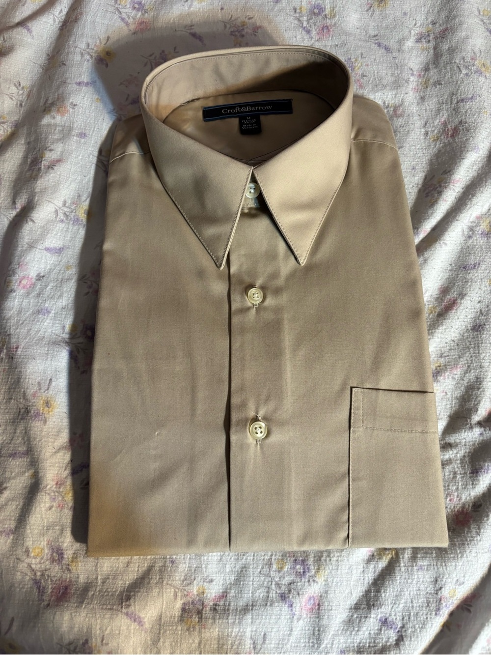 croft & barrow Men's Beige Dress Shirt with Point CollarNWT